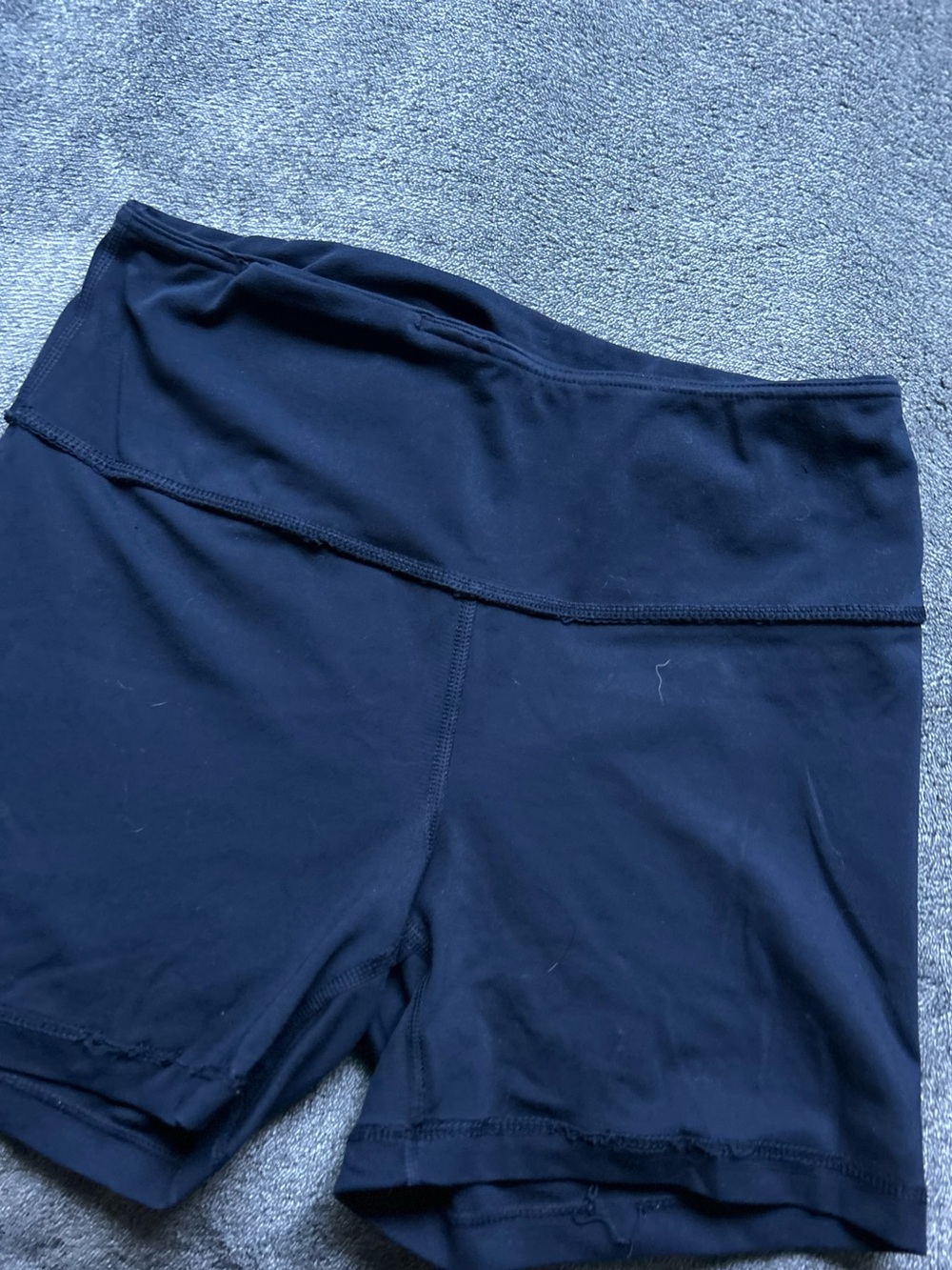 High-Waist Black Bike Shorts with Wide Foldover Waistband